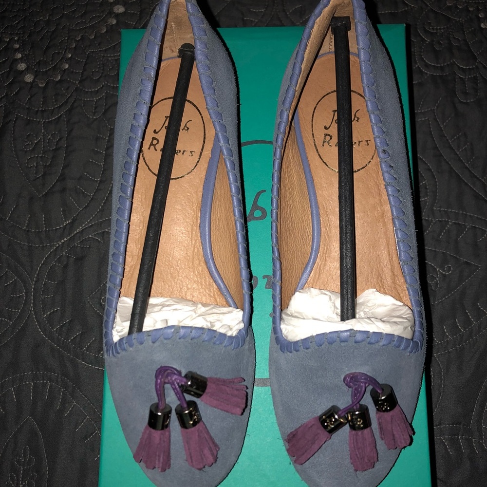 New Jack Rogers Grace Tassel Loafers Blue Suede 6